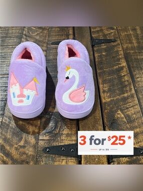 Purple Kids Shoes with Swan and Castle Design